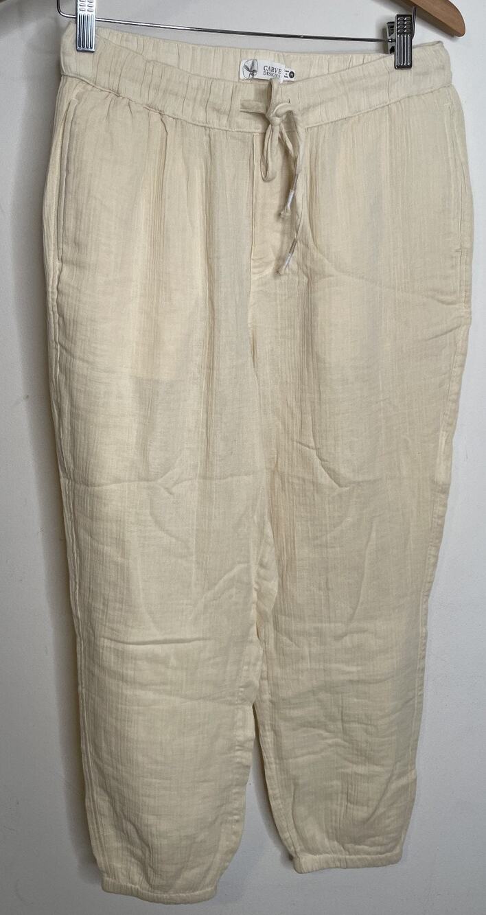 Carve Designs Ivory Joggers M Organic Cotton NWOT Pockets Soft Elastic Waist